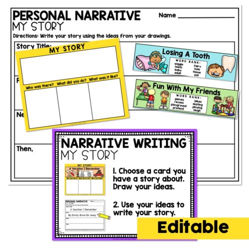 Editable - 1st Grade Writing Center - Narrative Writing - Lucky Little ...