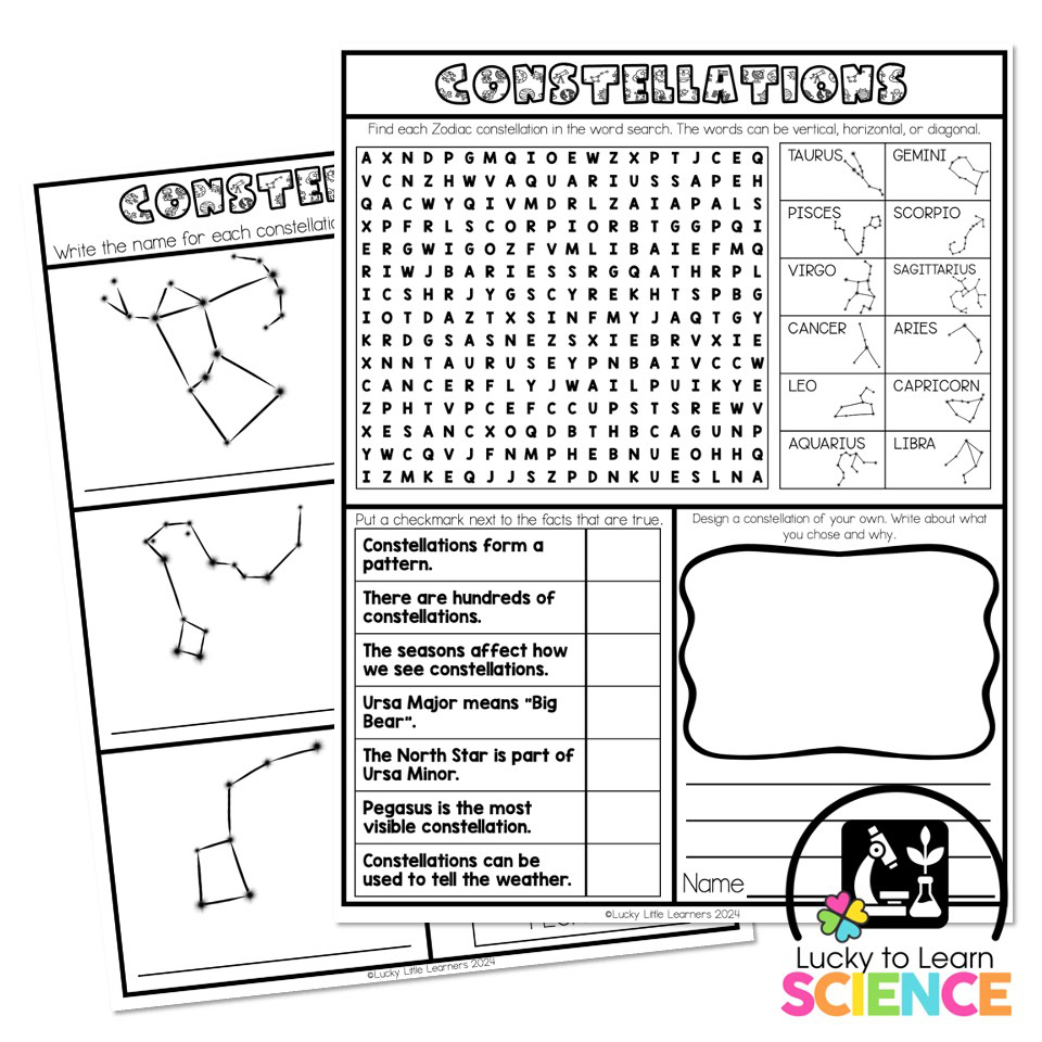 Lucky to Learn Science - Constellations - One-Pager - Lucky Little Learners