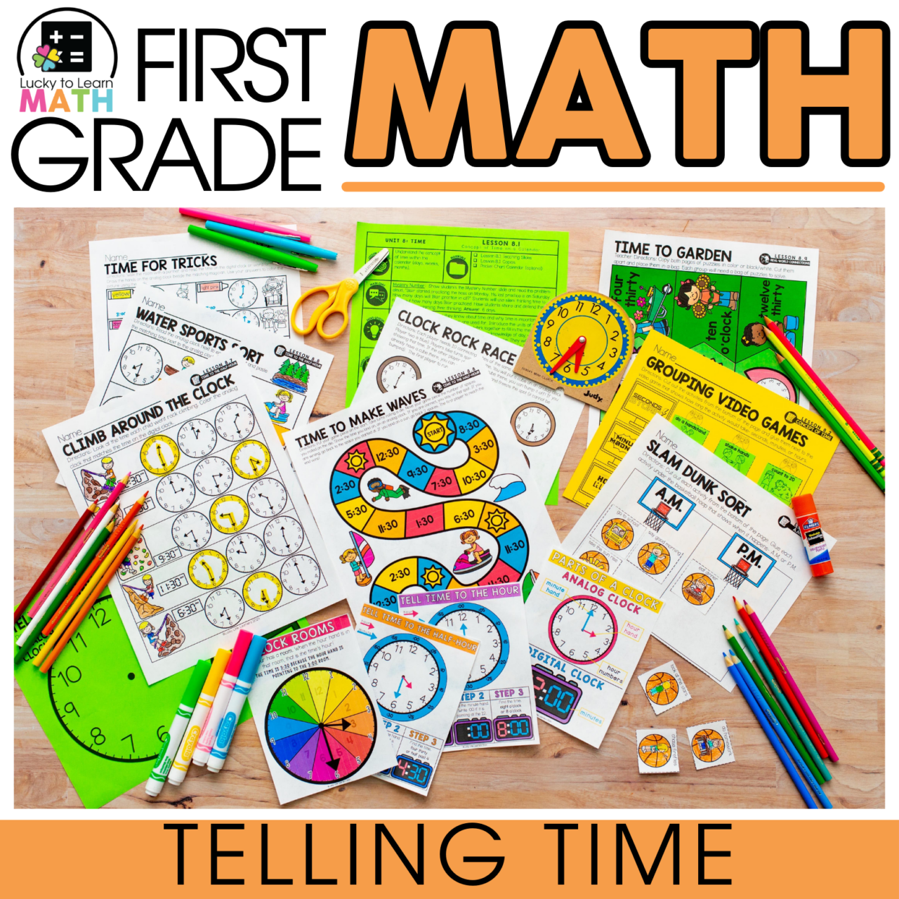1st Grade Telling Time Unit - Lucky Little Learners