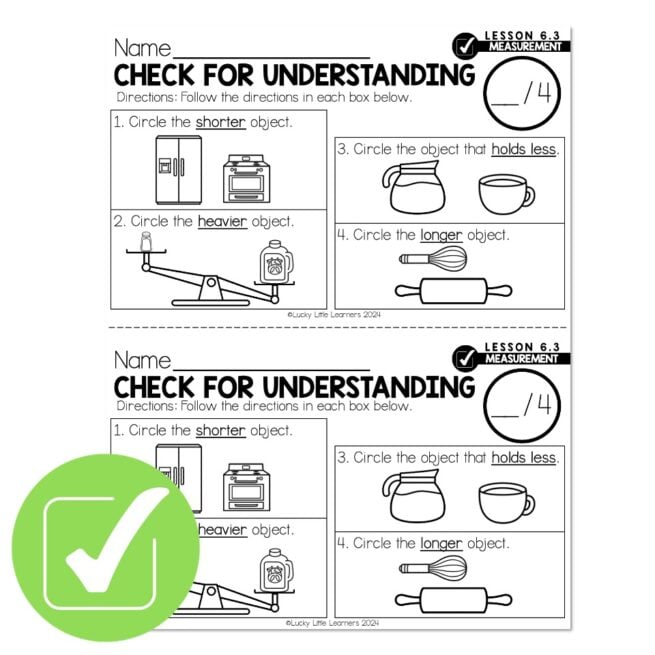 Lucky to Learn Math - 1st Grade - Lesson 6.2 - Comparing Attributes ...