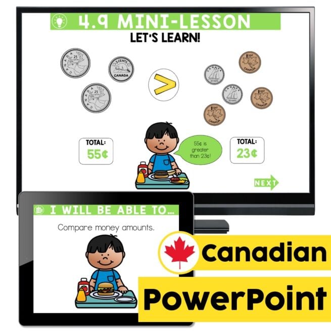 Lucky to Learn Math - Canadian Money - Compare Money Amounts - Lesson 4 ...