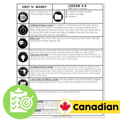 Lucky to Learn Math - Canadian Money - Make A Loonie - Lesson 4.5 ...