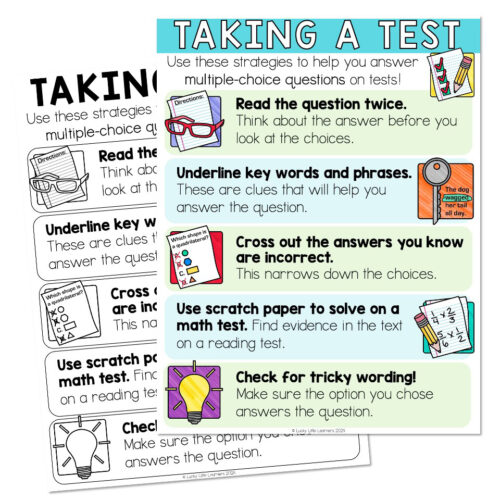 Multichoose Test Taking Strategies - Multiple Choice Questions - Anchor Chart ...