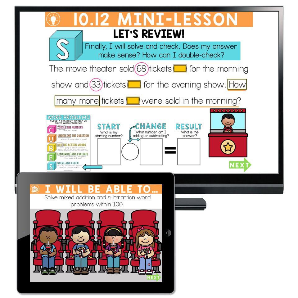 Lucky to Learn Math - 1st Grade - Lesson 10.12 - Word Problems to 100 ...