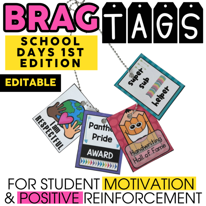 Editable Brag Tags - School Days Set 1