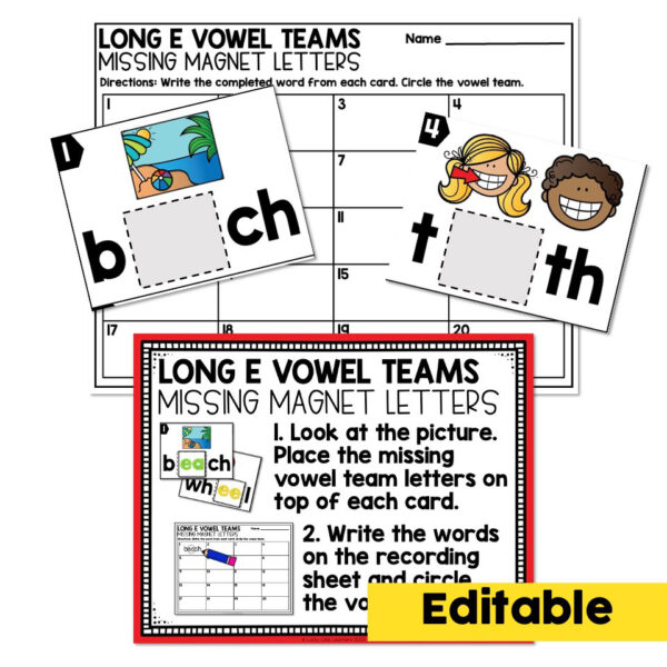 Editable - Lucky to Learn Phonics - Vowel Teams - Long E - 2nd Grade ...