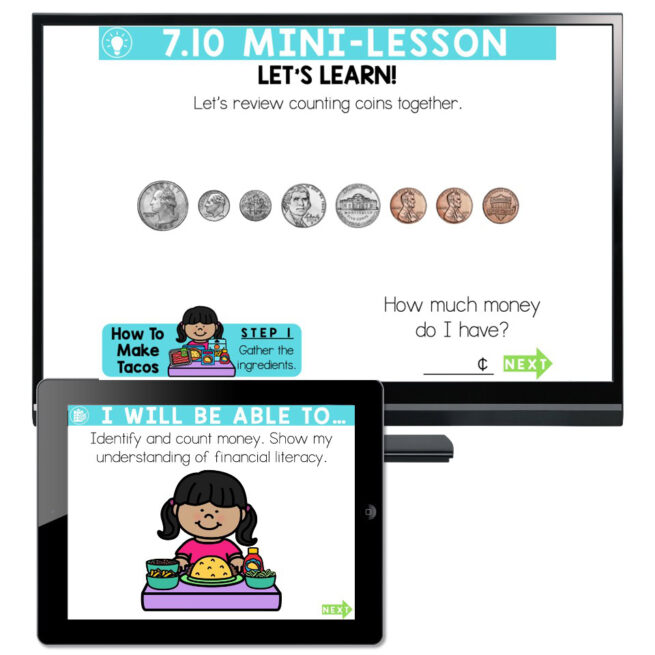Lucky to Learn Math - 1st Grade - Lesson 7.10 - Money Review - Teaching ...