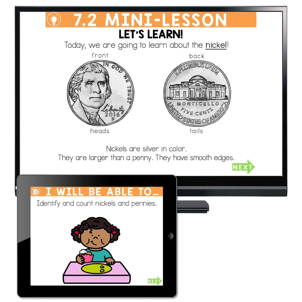 Lucky to Learn Math - 1st Grade - Lesson 7.2 - Nickels and Pennies ...