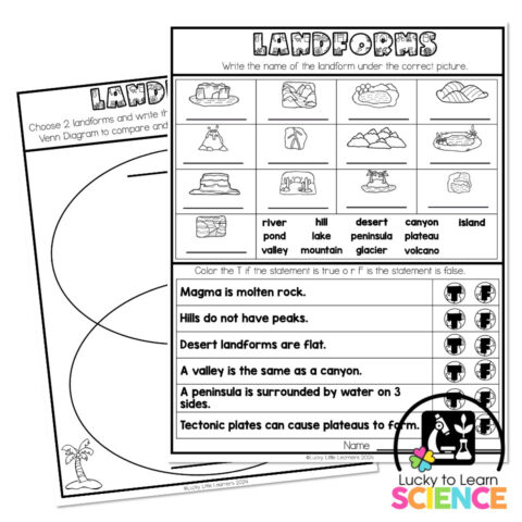 Lucky to Learn Science - Landforms - One-Pager - Lucky Little Learners