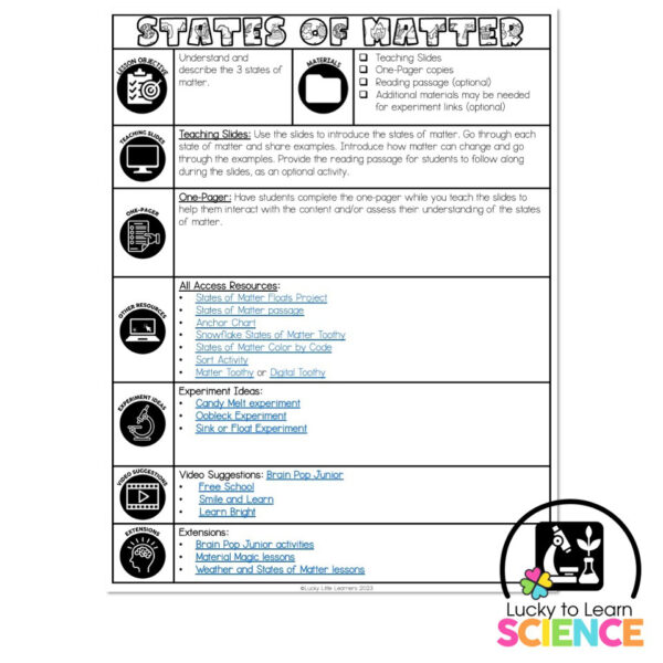 Lucky to Learn Science - States of Matter - Teacher's Guide - Lucky ...