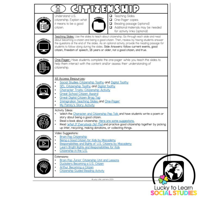 Lucky to Learn Social Studies - Citizenship - Teacher's Guide - Lucky ...
