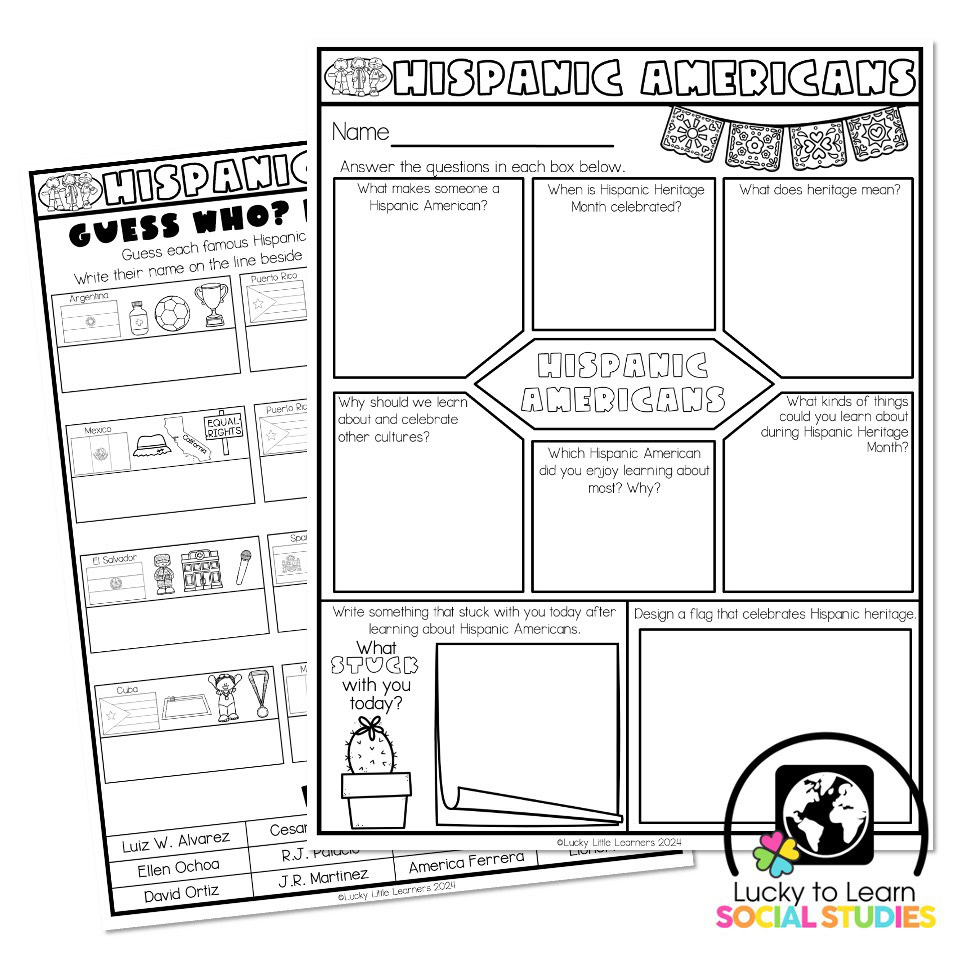 Lucky to Learn Social Studies - Hispanic Americans - One-Pager - Lucky ...