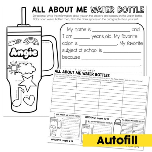 All About Me Water Bottle - Autofill