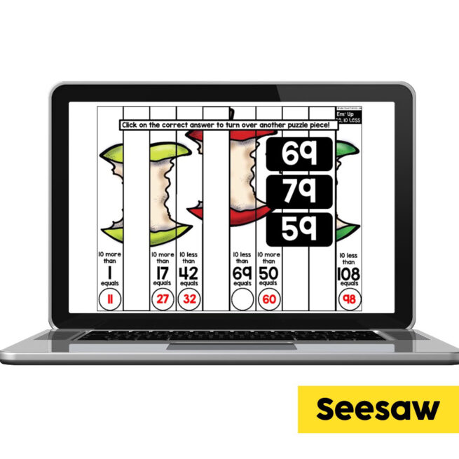Digital Seesaw September Math Puzzle – 10 More, 10 Less - Lucky Little ...
