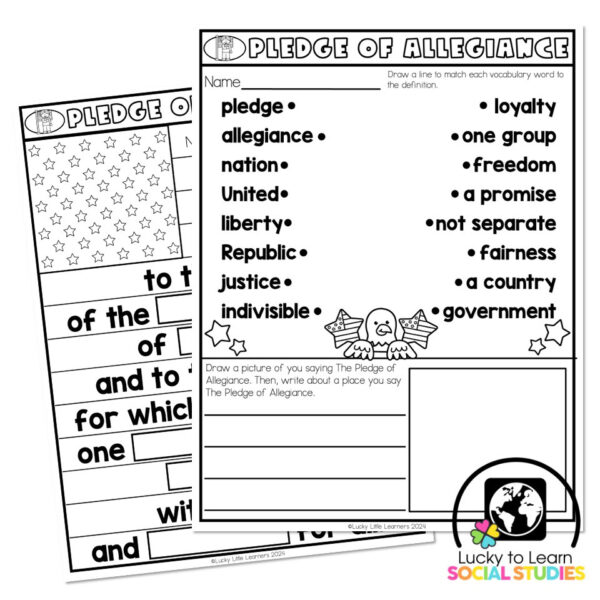 Lucky to Learn Social Studies - Pledge of Allegiance - One-Pager ...