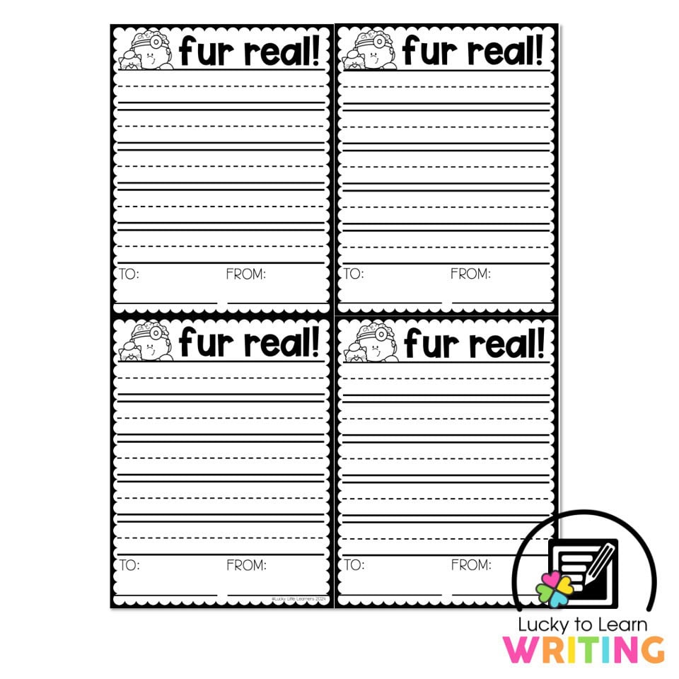 Lucky to Learn Writing - Unit 1 Foundations - Week 4 – Note – Fur Real ...