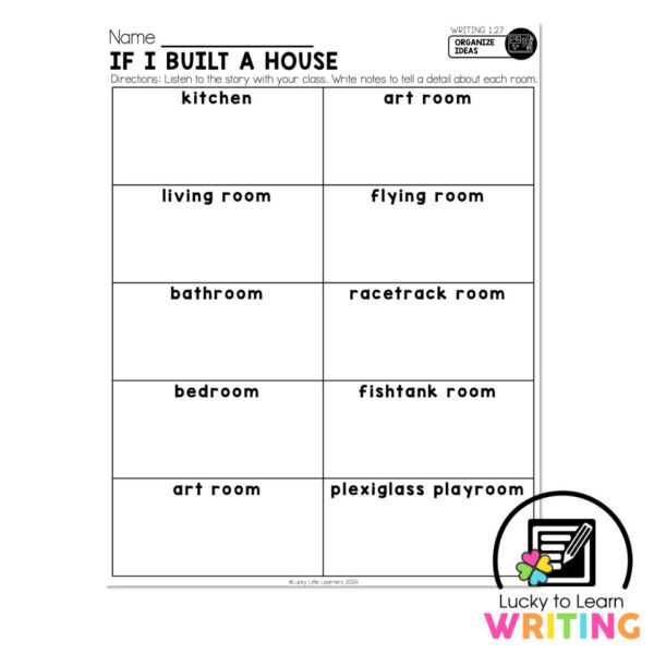 Lucky to Learn Writing - Unit 1 Foundations - Writing 1.27 - Organize ...
