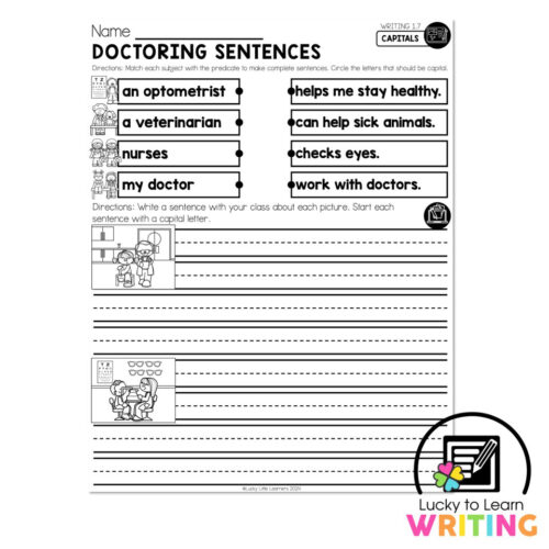 Lucky to Learn Writing - Unit 1 Foundations - Writing 1.7 - Capitals ...