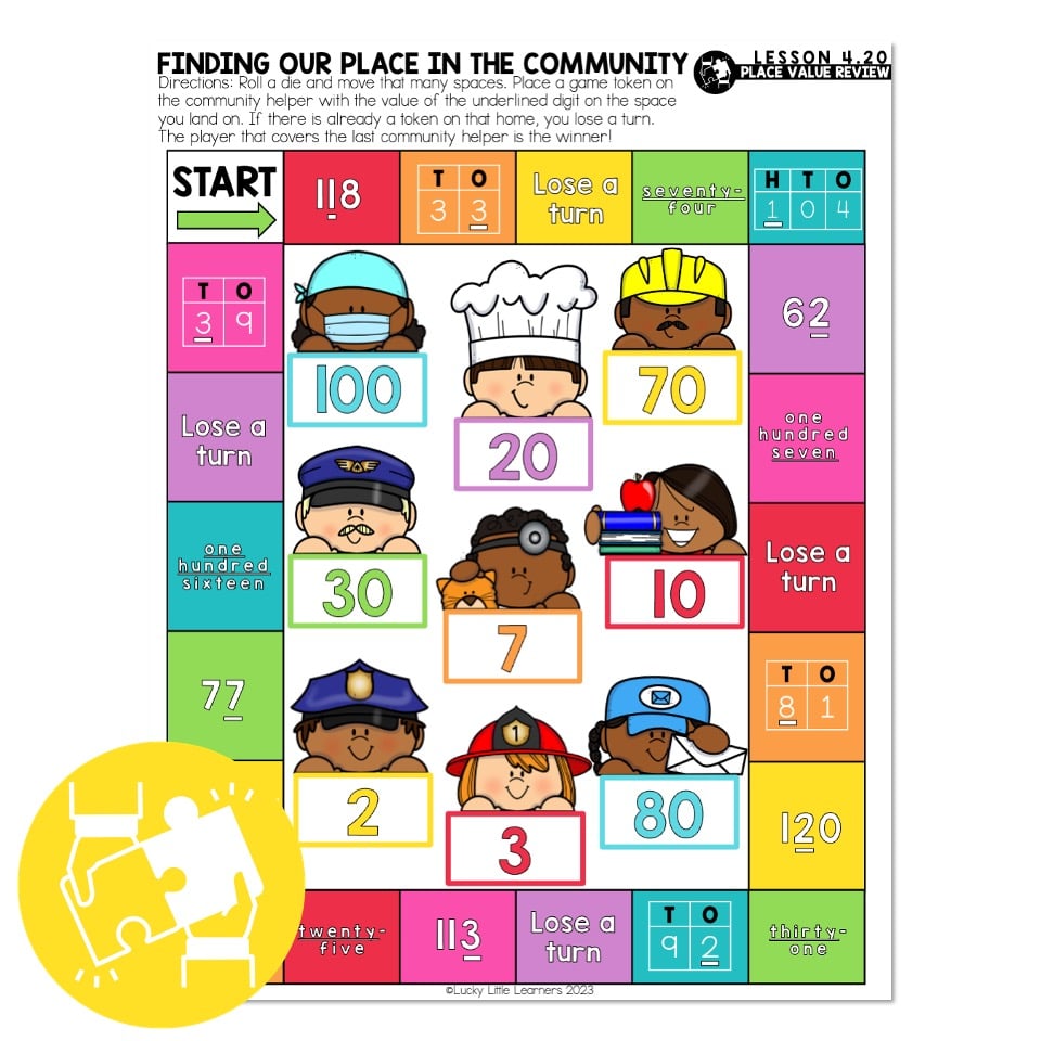 Lucky to Learn Math - 1st Grade - Lesson 4.20 - Place Value Review ...