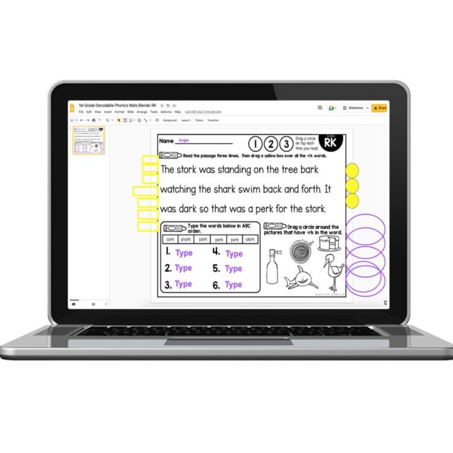Digital 1st Grade Phonics Mats - Blends - RK - Lucky Little Learners