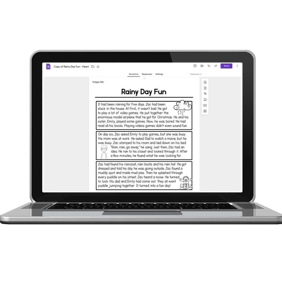 Digital 2nd Grade Reading Passage - Story Structure - Rainy Day Fun ...