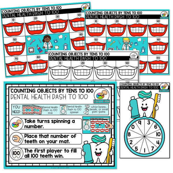 Counting Using Dashes Kindergarten Math Center - February - Counting Objects by Tens to 100 ...
