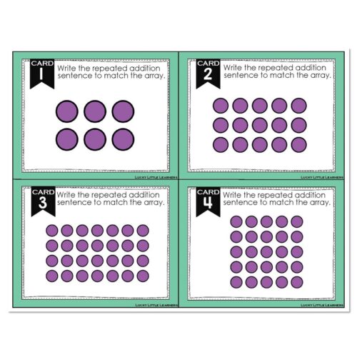 Math Task Cards - Arrays with Repeated Addition - Lucky Little Learners