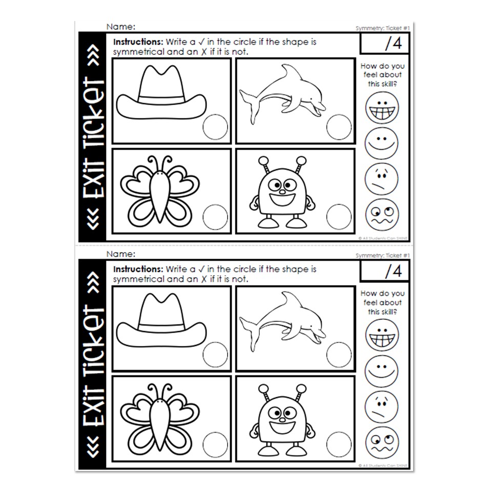Math Exit Tickets - Symmetry - Lucky Little Learners