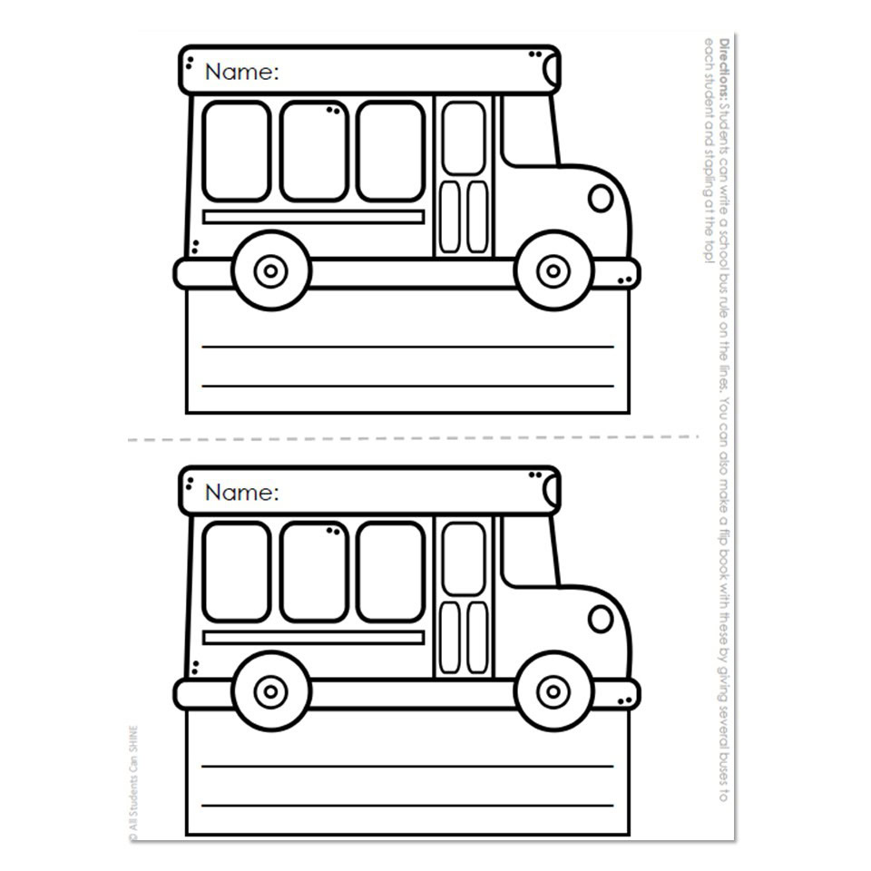 White Bus Writing Monthly Themed Writing - September - Class Promise Bus - Lucky Little ...