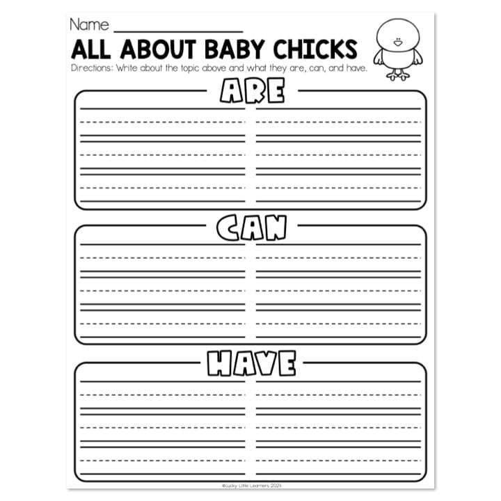 Monthly Writing Centers - April - All About - Baby Chicks - Lucky ...