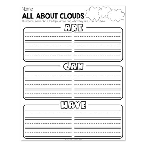 Monthly Writing Centers - March - All About - Clouds - Lucky Little ...