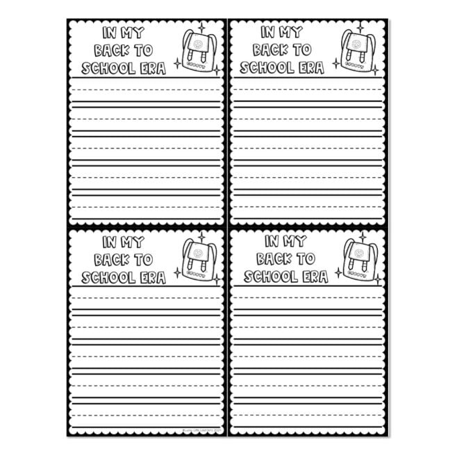 Monthly Writing Centers - September - Note - Back to School Era