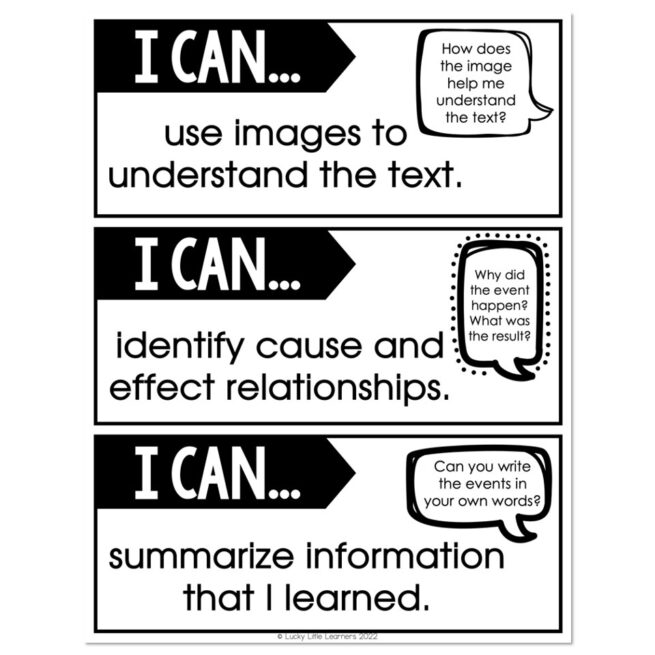 1st Grade I Can Statements - Reading - Set 12 - Lucky Little Learners