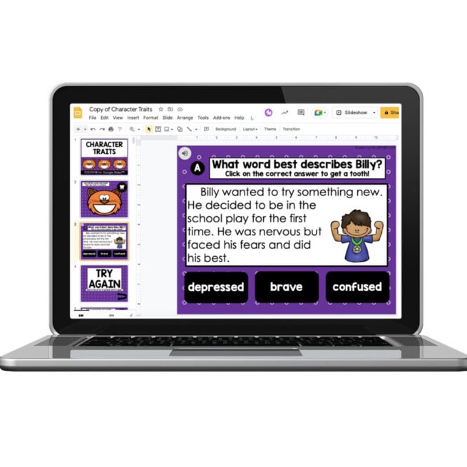 Digital Toothy - Reading Comprehension - 2nd Grade - Character Traits ...