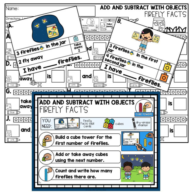 Kindergarten Math Center - May - Add and Subtract with Objects ...