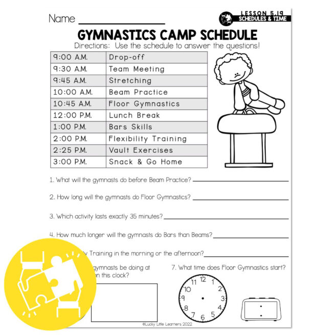 Lucky to Learn Math - Lesson 5.19 - Schedules and Time - Collaboration ...