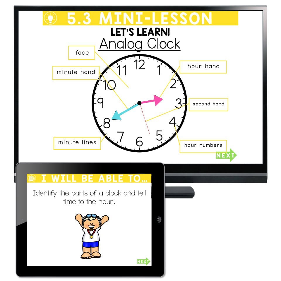 Maths Time Lesson Lucky to Learn Math - Lesson 5.3 - Time to the Hour - Teaching Slides ...
