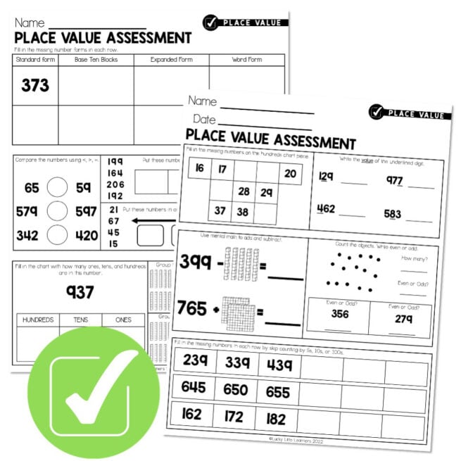 Lucky to Learn Math - Place Value - Unit 1 - Assessment - Place Value ...