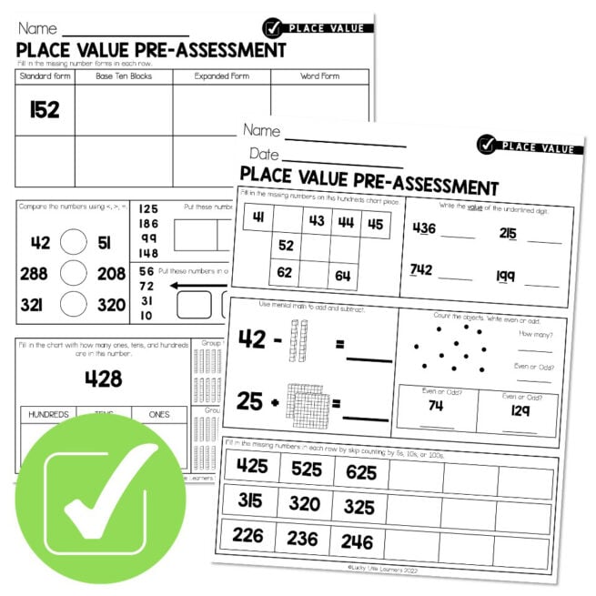 Lucky to Learn Math - Place Value - Unit 1 - Pre-Assessment - Place ...