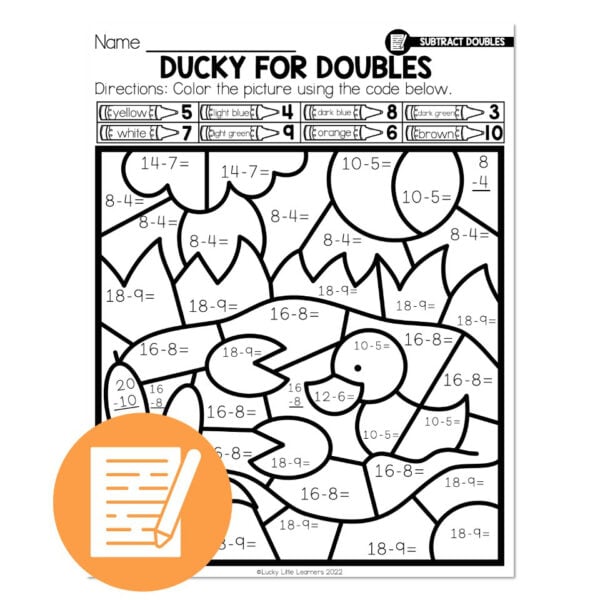 Lucky to Learn Math - Subtract Doubles - Lesson 2.15 - Independent ...