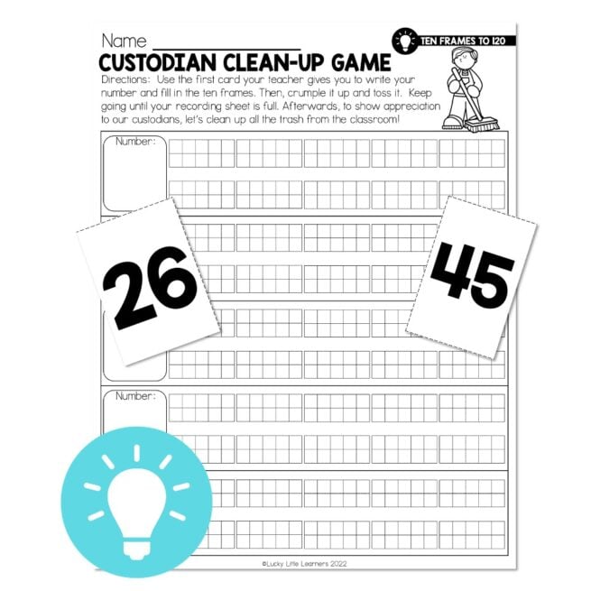 Lucky to Learn Math - Ten Frames to 120 - Lesson 1.4 - Mini Lesson - Custodian Clean Up