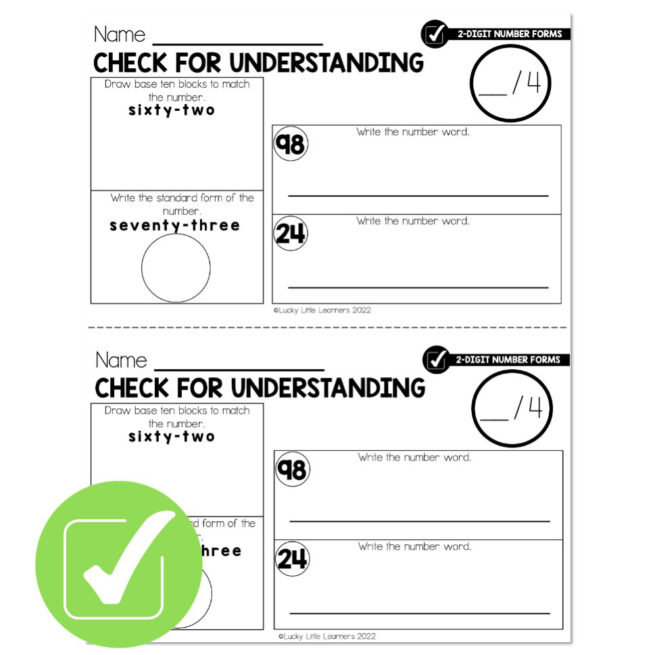 Lucky to Learn Math - Two Digit Number Forms - Lesson 1.9 - Check for ...