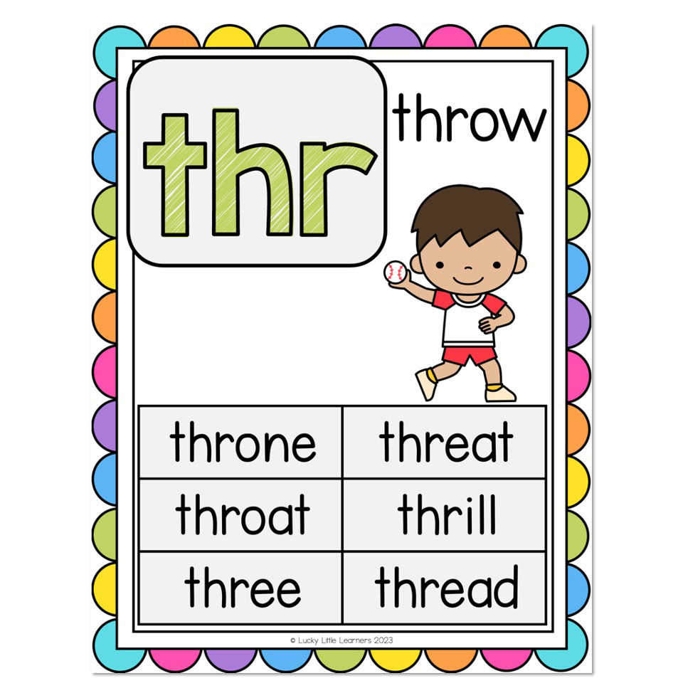 Phonics Poster - 3 Letter Blends - THR - Lucky Little Learners