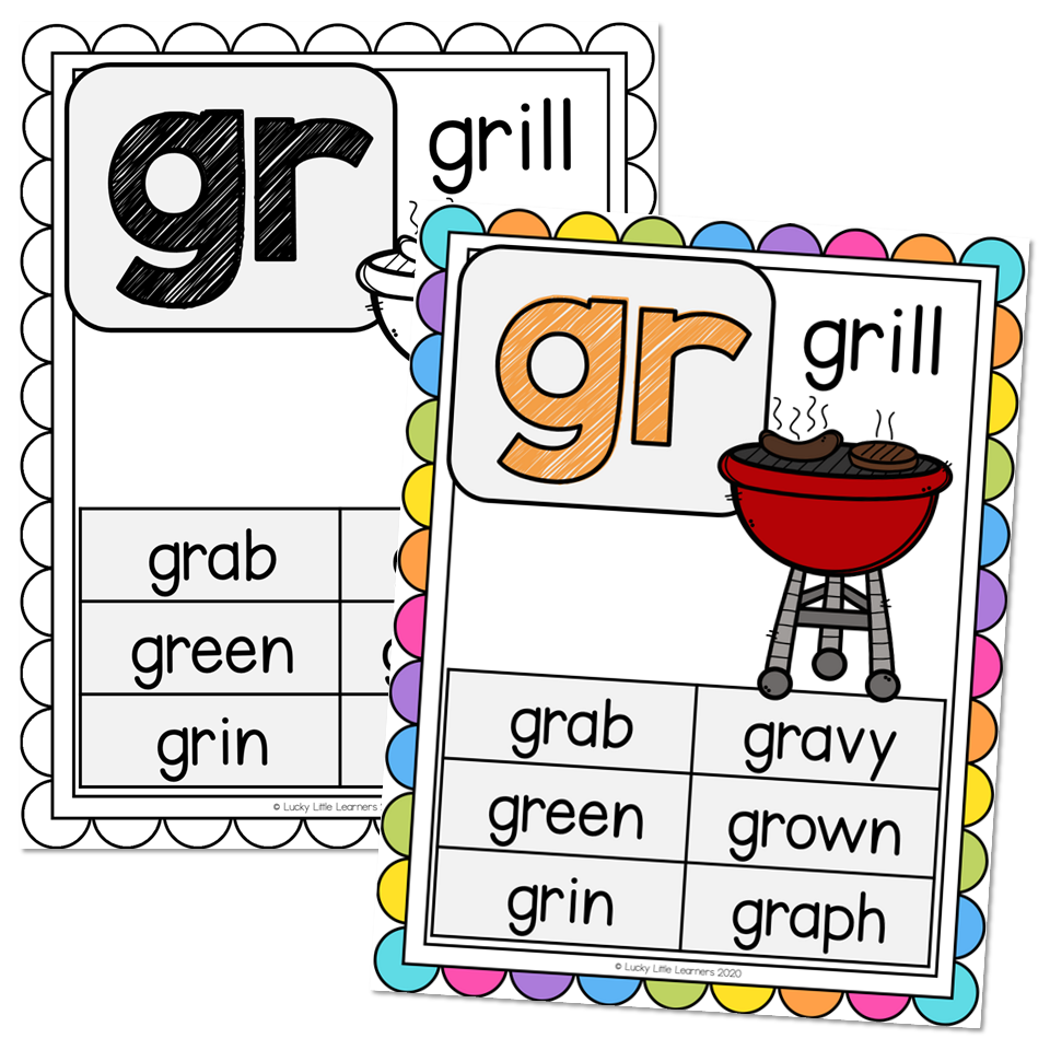 Phonics Posters - Blends, Endings, Digraphs Posters - gr - Lucky Little ...
