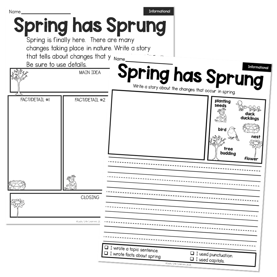 1st Grade April Writing Pages - Informational - Spring has Sprung ...