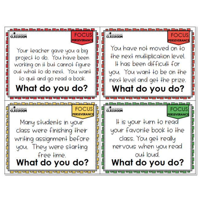 1st and 2nd Grade - Social Emotional Learning - Perseverance Unit - Scenario Cards