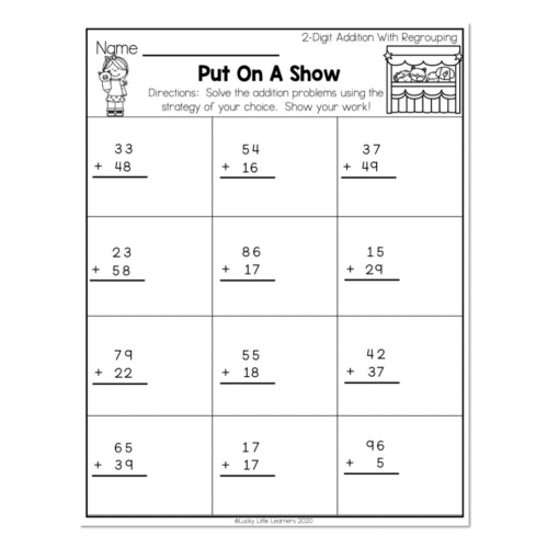 Math 2gd 2nd Grade Math Worksheets - Place Value - 2-Digit Addition With ...