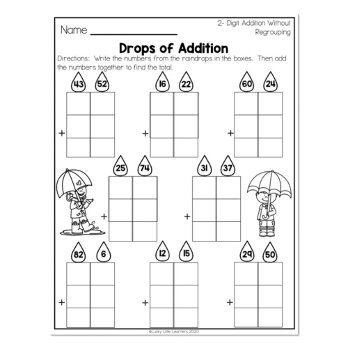 Math 2gd 2nd Grade Math Worksheets - Place Value - 2-Digit Addition Without ...