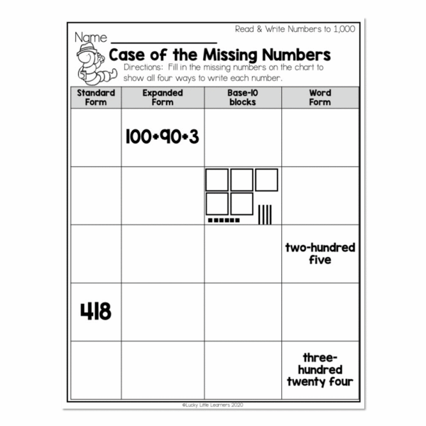 2nd Grade Math Worksheets - Place Value - Read & Write Numbers to 1,000 ...
