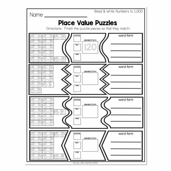 2nd Grade Math Worksheets - Place Value -Read & Write Numbers to 1,000 ...